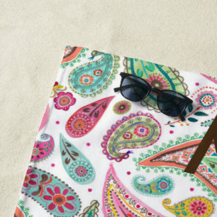 Boho Paisley Multicolor meisjesachtig patroon mono Strandlaken