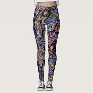 Boho Paisley print violet en zwart Leggings