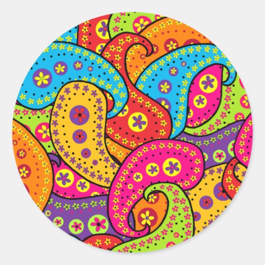 Boho Paisley Ronde Sticker (Voorkant)