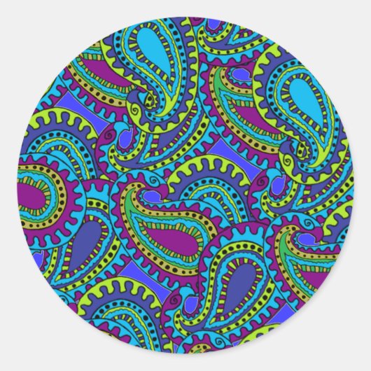 Boho Paisley Ronde Sticker (Voorkant)