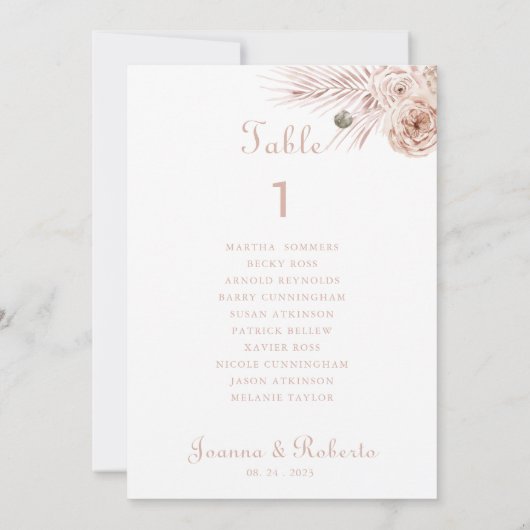 Boho Palm Feuilles Tableau Numéro 1 Cartes de sièg (Dos)