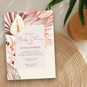 Boho Palm Gedroogd Loof Neutrale Baby Shower Kaart
