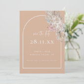 Boho Palm Leaf Bloemen Blush Modern Arch Save The Date (Staand voorkant)