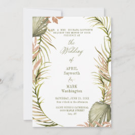 Boho Palm Leaf Greenery Wedding 2 Kaart