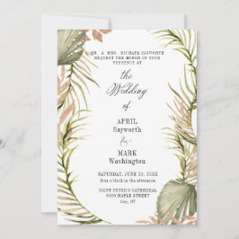 Boho Palm Leaf Greenery Wedding Kaart