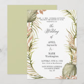 Boho Palm Leaf Greenery Wedding Kaart (Voorkant / Achterkant)