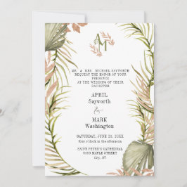 Boho Palm Leaf Greenery Wedding Kaart