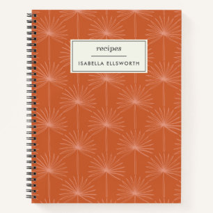 Boho Palm Leaf Rust Botanical Personalized Recipe Notitieboek