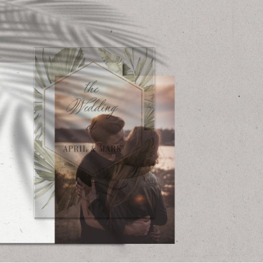 Boho Palm Leaf Wedding Lijst Vellum Uitnodigingen