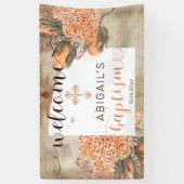 Boho Palm Leaves Hydrangeas Girl Baptism Welkom Spandoek (Verticaal)