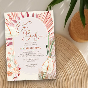 Boho Palm Oh Baby Gedroogd Loof Rustieke Baby Show Kaart