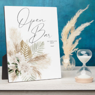 Boho Palm Pampas & Beige Bloem Open Bar Bord 2 Fotoplaat