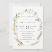 Boho Palm Pampas Grass Flora Couples Invitation do (Devant)