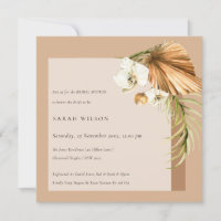 Boho Palm rouille Arche florale Invitation Fête de