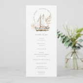 Boho Palm Sailboat Seascape Wedding Programme (Debout devant)