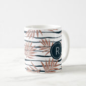 Boho Palm Stripe Pattern Monogram Koffiemok (Voorkant rechts)