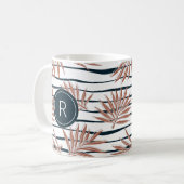 Boho Palm Stripe Pattern Monogram Koffiemok (Voorkant links)