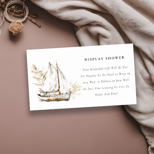 Boho Palm Zeilboot Display Shower Baby Shower Informatiekaartje