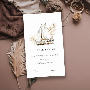 Boho Palm Zeilboot Luier Tombola Baby Shower Informatiekaartje