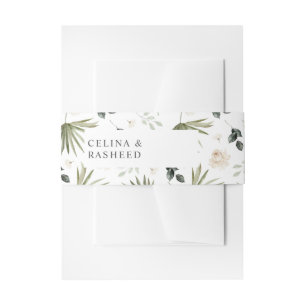 Boho Palmblad & Beige Bloem 2 Uitnodigingen Wikkel
