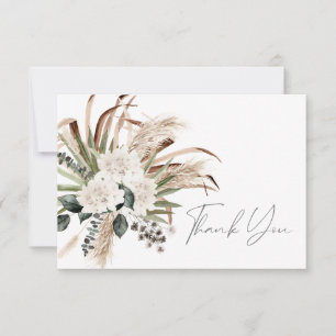 Boho Palmblad Eucalyptus & Beige Bloemen Bedankkaart