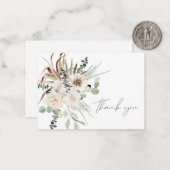 Boho Palmblad Eucalyptus & Beige Bloemen Notitiekaartje (Voorkant / Achterkant in situ)