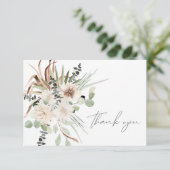 Boho palmblad Eucalyptus & beige bloemig Bedankkaart (Staand voorkant)