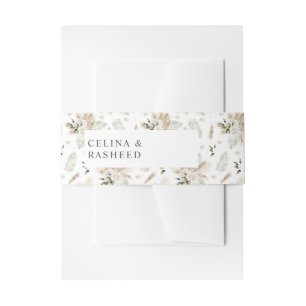 Boho Palmblad & Pampas & Beige Bloemen Uitnodiging Uitnodigingen Wikkel