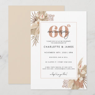 Boho Pampagras 60ste huwelijksverjaardag Kaart