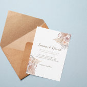Boho Pampas and Blush Rose Wedding Invitation