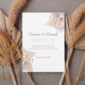 Boho Pampas and Blush Rose Wedding Invitation
