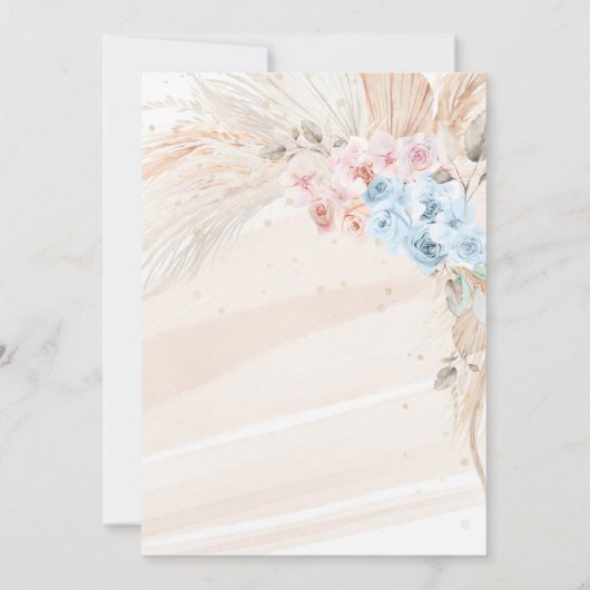 Boho Pampas Baby shower en herbe Invitation Lui ou (Dos)