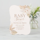 Boho Pampas Baby shower Invitation fille (Debout devant)
