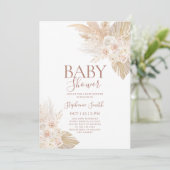 Boho Pampas Baby shower Invitation fille (Debout devant)