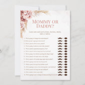 Boho Pampas Baby shower Mama Daddy Game Kaart (Voorkant)