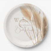 Boho Pampas Baby shower Papieren Bordje (Voorkant)
