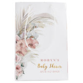 Boho Pampas Baby shower Sac cadeau Pink Girl (Devant)
