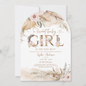 Boho Pampas Baby shower Tropical fille Invitation (Devant)