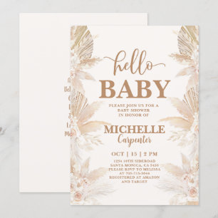 Boho Pampas Baby shower Uitnodiging