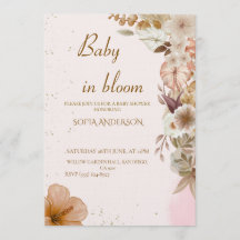 Boho Pampas Baby Shower Uitnodiging, Modern Neutra