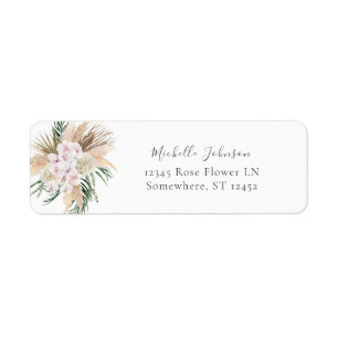 Boho Pampas Beach Floral Return Address Label