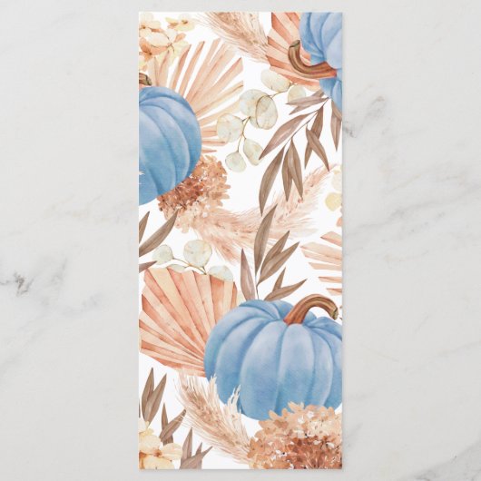 Boho Pampas blue Pumpkin religious Menu (Achterkant)
