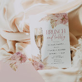 Boho Pampas Brunch Bubble Bridal Shower Invitation Kaart