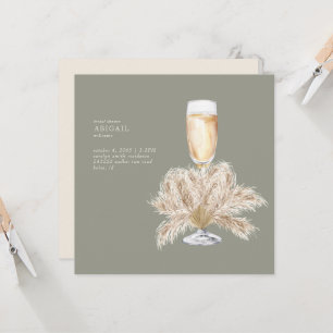Boho Pampas Champagne Sage/Cream Square Bridal II Kaart