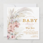 Boho Pampas Chic Baby shower Invitation pour fille (Devant)