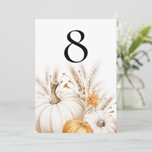 Boho Pampas Citrouille Mariage Numéro de table (Debout devant)