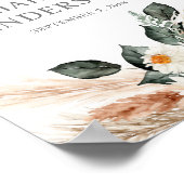 Boho Pampas Cuivre Beige Floral Affiche de bienven (Coin)