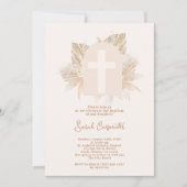 Boho Pampas Doop meisje uitnodiging (Voorkant)