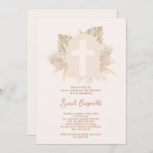 Boho Pampas Doop meisje uitnodiging (Voorkant / Achterkant)