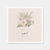 Boho Pampas Dusty Roos Wedding Servet (Voorkant)